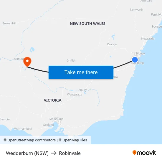 Wedderburn (NSW) to Robinvale map