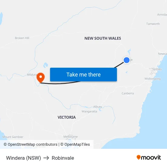 Windera (NSW) to Robinvale map