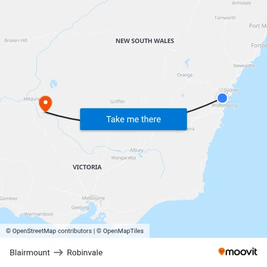 Blairmount to Robinvale map