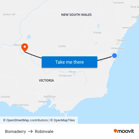 Bomaderry to Robinvale map