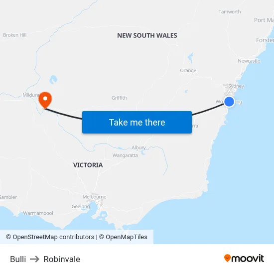 Bulli to Robinvale map