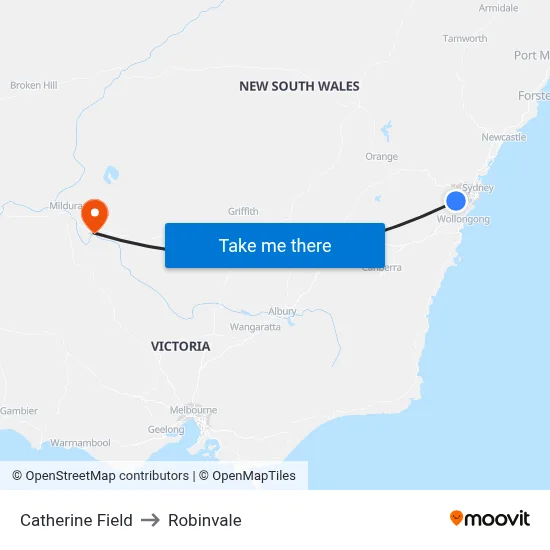 Catherine Field to Robinvale map