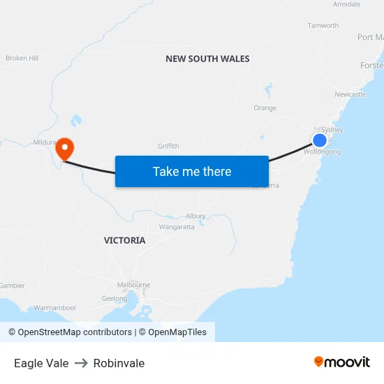 Eagle Vale to Robinvale map