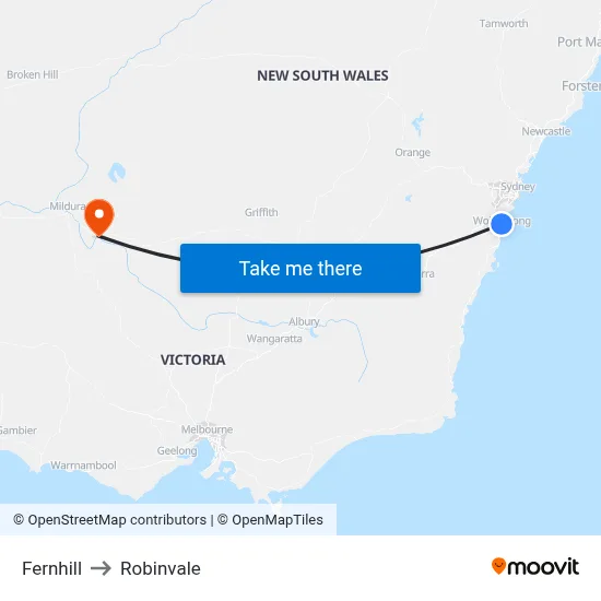 Fernhill to Robinvale map