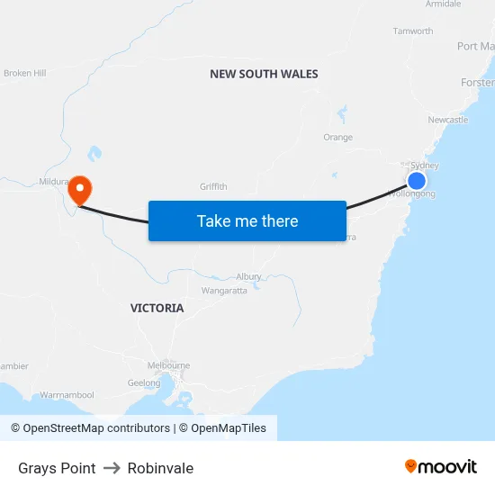 Grays Point to Robinvale map