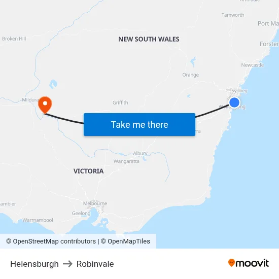 Helensburgh to Robinvale map