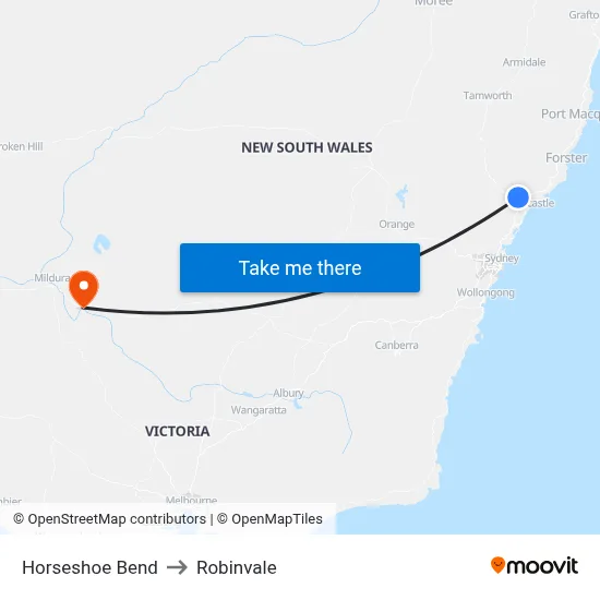 Horseshoe Bend to Robinvale map