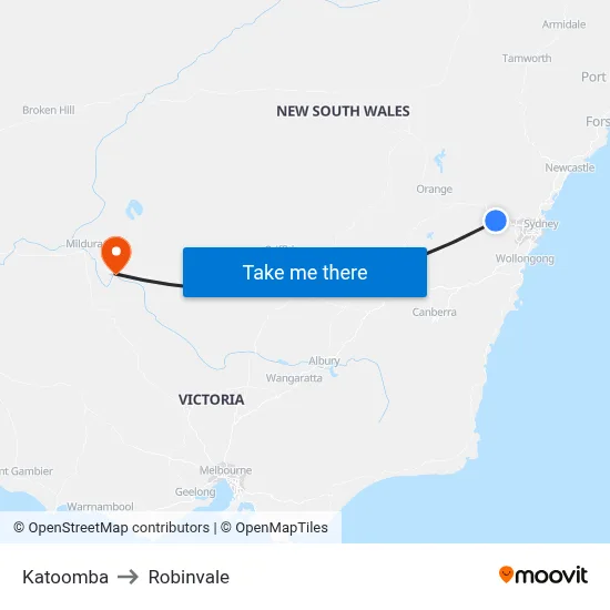 Katoomba to Robinvale map