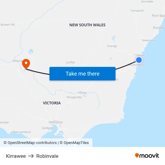 Kirrawee to Robinvale map