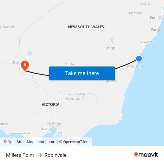 Millers Point to Robinvale map