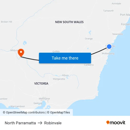 North Parramatta to Robinvale map