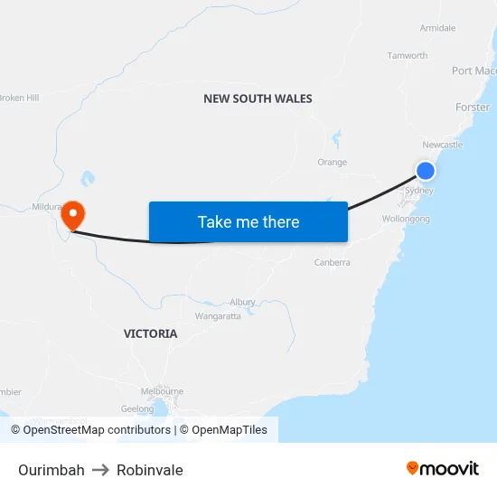 Ourimbah to Robinvale map