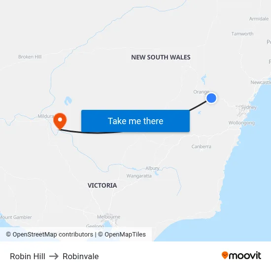 Robin Hill to Robinvale map
