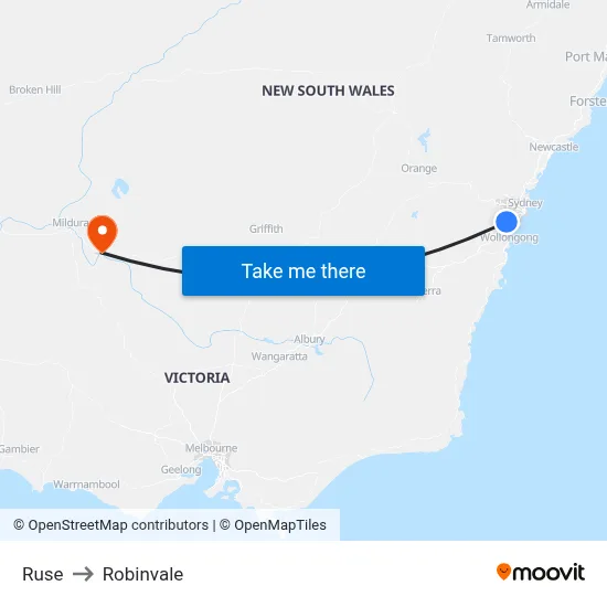 Ruse to Robinvale map