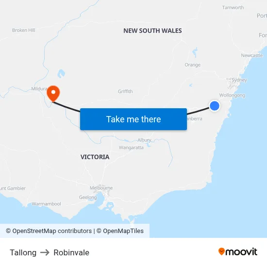 Tallong to Robinvale map