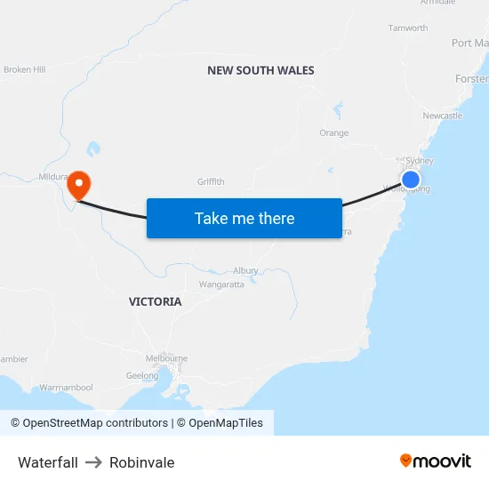 Waterfall to Robinvale map