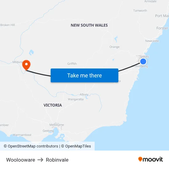 Woolooware to Robinvale map