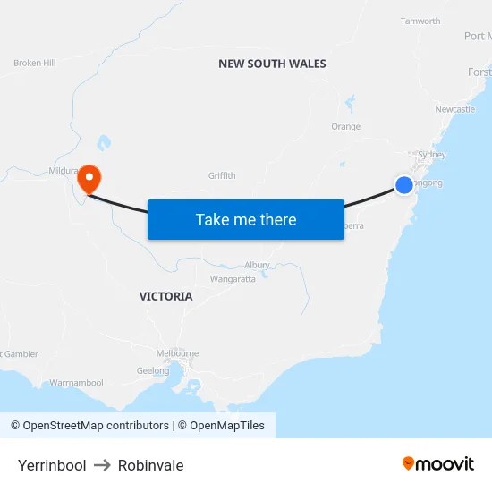 Yerrinbool to Robinvale map