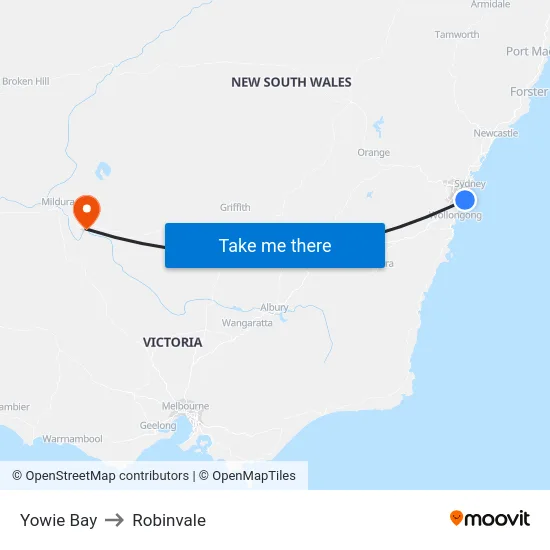 Yowie Bay to Robinvale map