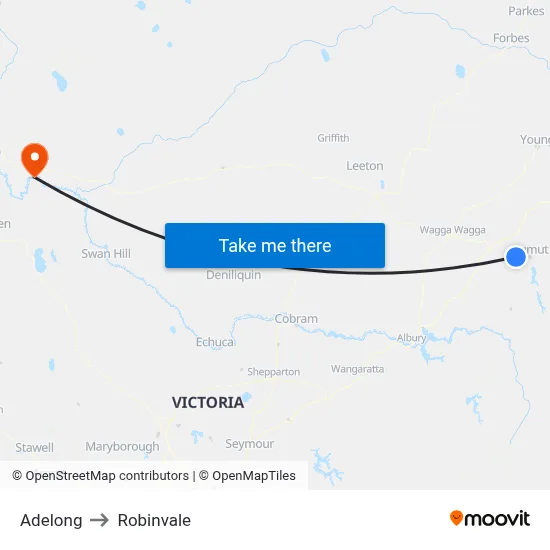 Adelong to Robinvale map