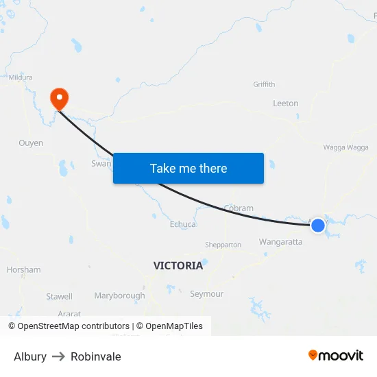 Albury to Robinvale map