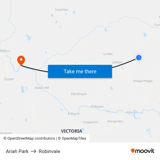Ariah Park to Robinvale map