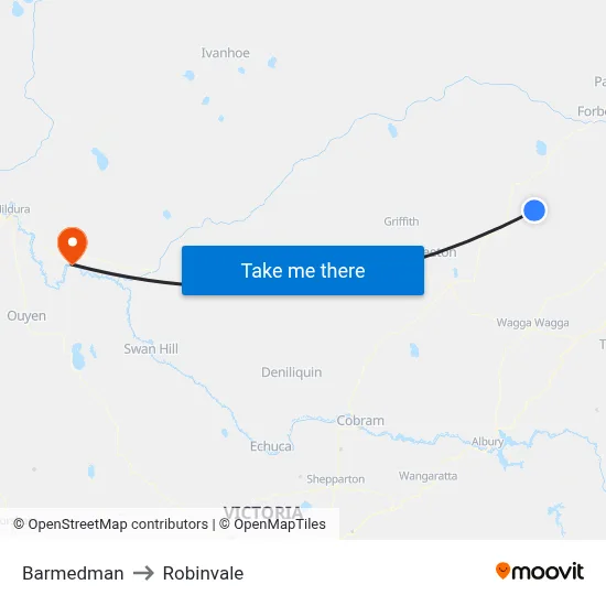 Barmedman to Robinvale map