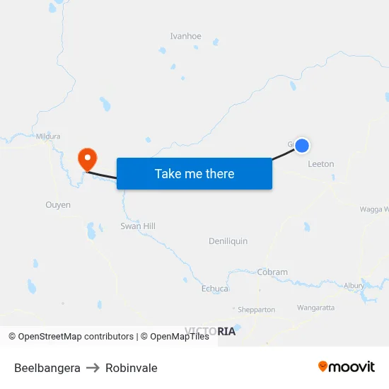 Beelbangera to Robinvale map