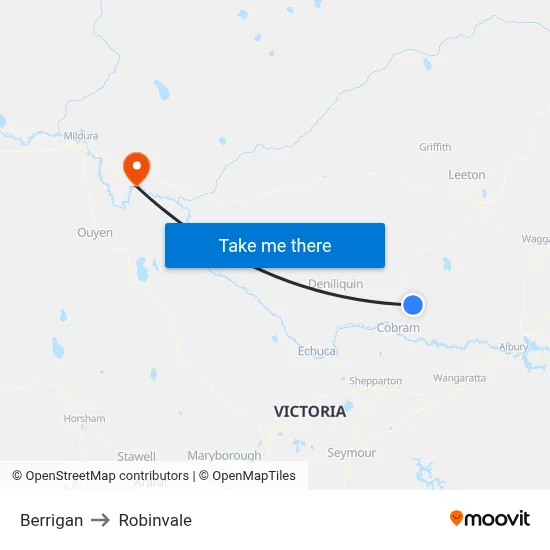Berrigan to Robinvale map
