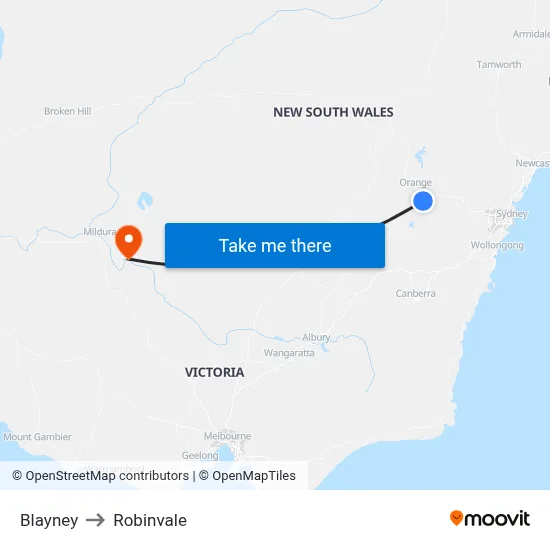 Blayney to Robinvale map