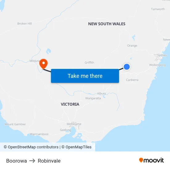 Boorowa to Robinvale map