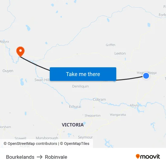 Bourkelands to Robinvale map