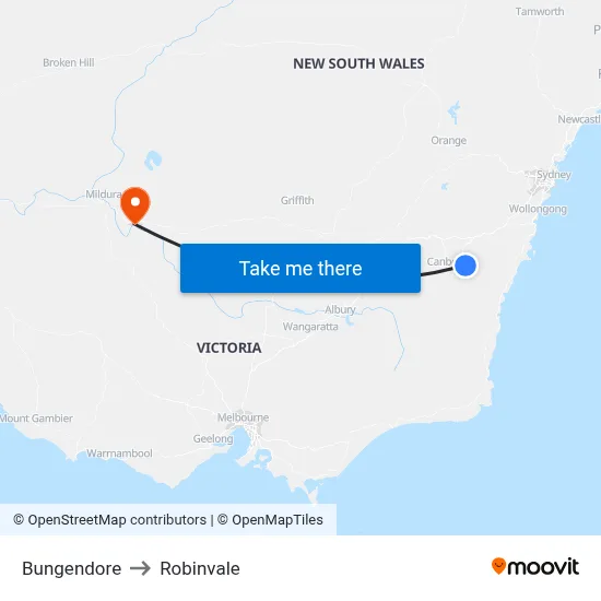 Bungendore to Robinvale map