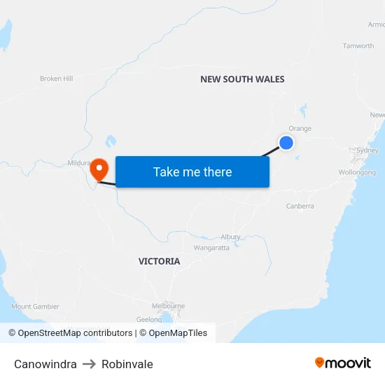 Canowindra to Robinvale map