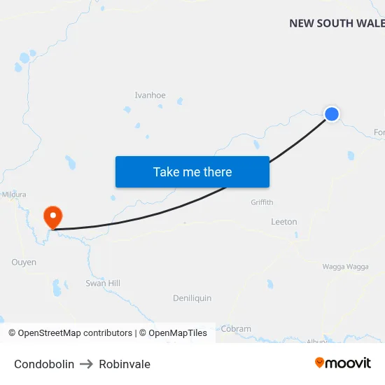 Condobolin to Robinvale map