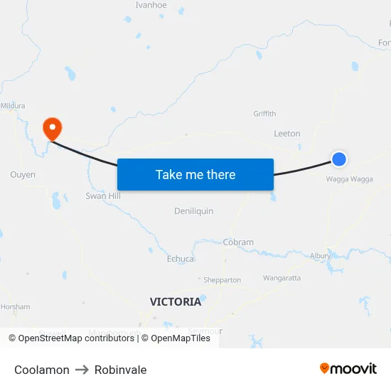 Coolamon to Robinvale map