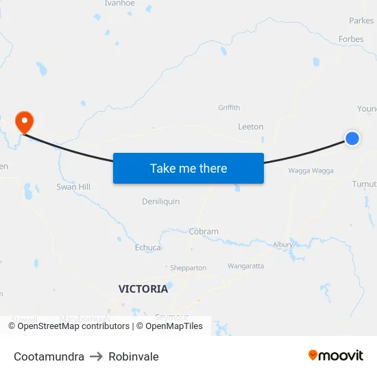 Cootamundra to Robinvale map
