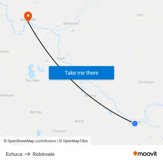 Echuca to Robinvale map