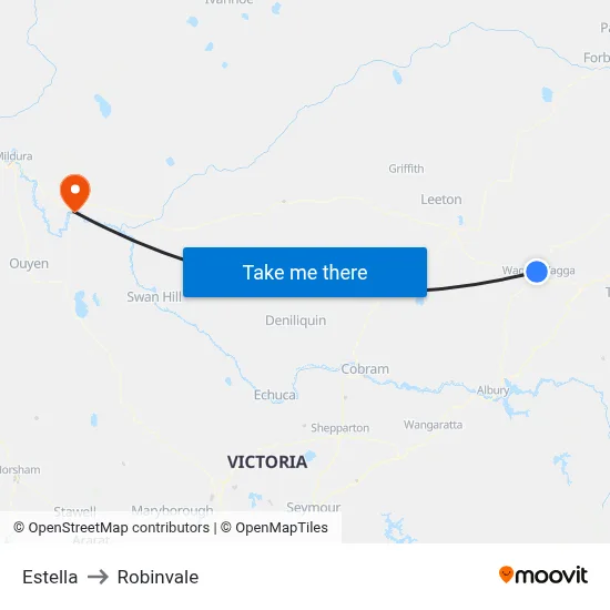 Estella to Robinvale map