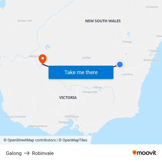 Galong to Robinvale map