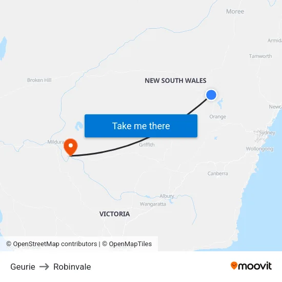 Geurie to Robinvale map