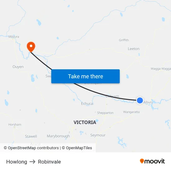 Howlong to Robinvale map