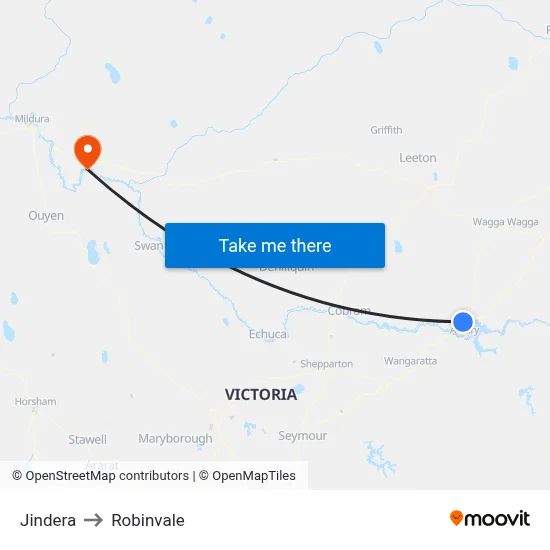 Jindera to Robinvale map