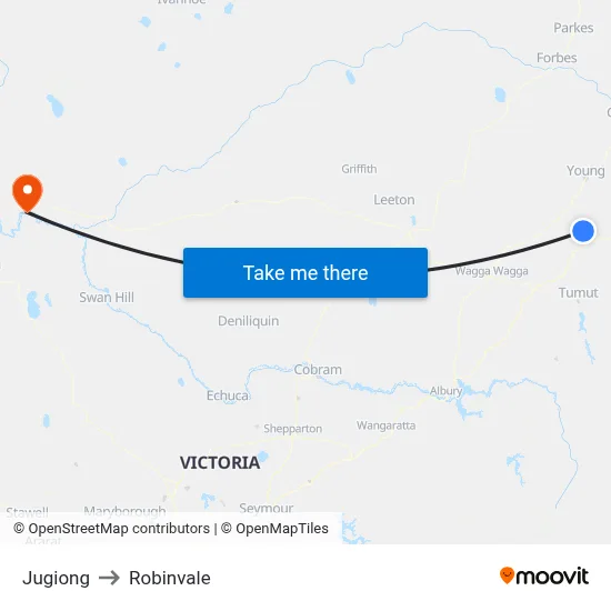 Jugiong to Robinvale map
