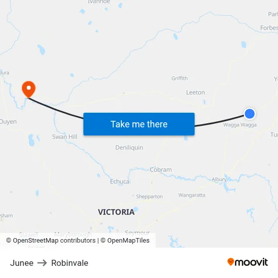 Junee to Robinvale map