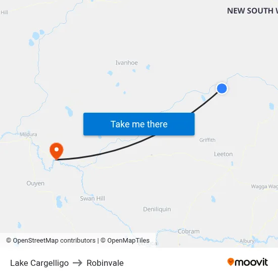 Lake Cargelligo to Robinvale map