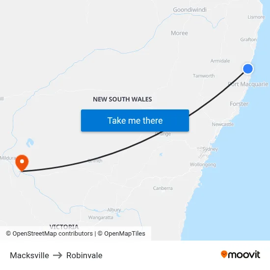 Macksville to Robinvale map
