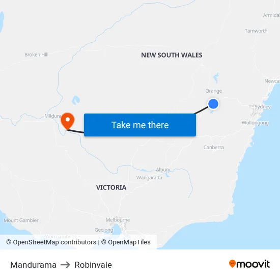 Mandurama to Robinvale map