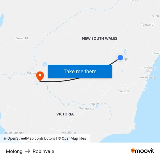 Molong to Robinvale map