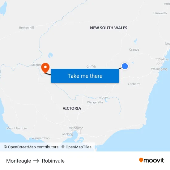 Monteagle to Robinvale map